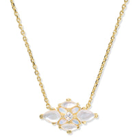 Abbie Gold Crystal Short Pendant Necklace in Neutral Mix