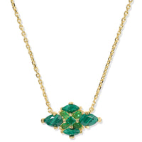 Abbie Gold Crystal Short Pendant Necklace in Green Mix