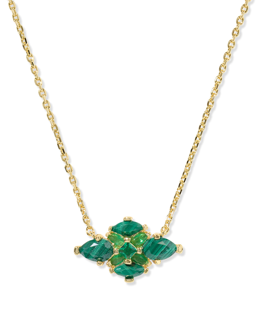 Abbie Gold Crystal Short Pendant Necklace in Green Mix