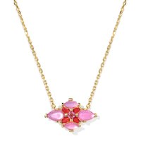 Abbie Gold Crystal Short Pendant Necklace in Pink Mix