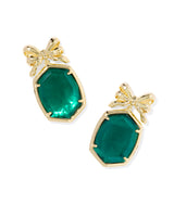 Daphne Bow Gold Drop Earrings in Pine Illusion
