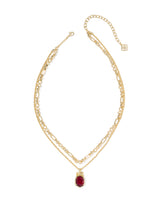 Daphne Bow Gold Multi Strand Necklace in Burgundy Illusion
