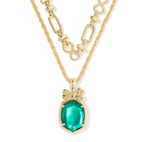 Daphne Bow Gold Multi Strand Necklace in Pine Illusion