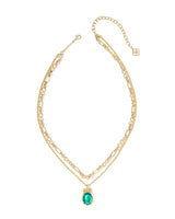 Daphne Bow Gold Multi Strand Necklace in Pine Illusion
