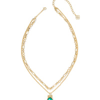 Daphne Bow Gold Multi Strand Necklace in Pine Illusion