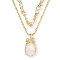 Daphne Bow Gold Multi Strand Necklace in Crystal Ivory Illusion