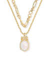 Daphne Bow Gold Multi Strand Necklace in Crystal Ivory Illusion