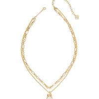 Daphne Bow Gold Multi Strand Necklace in Crystal Ivory Illusion