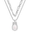 Daphne Bow Silver Multi Strand Necklace in Crystal Ivory Illusion