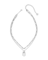 Daphne Bow Silver Multi Strand Necklace in Crystal Ivory Illusion
