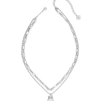 Daphne Bow Silver Multi Strand Necklace in Crystal Ivory Illusion