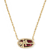 Elisa Bow Gold Short Pendant Necklace in Dark Burgundy Illusion