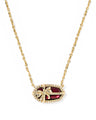 Elisa Bow Gold Short Pendant Necklace in Dark Burgundy Illusion