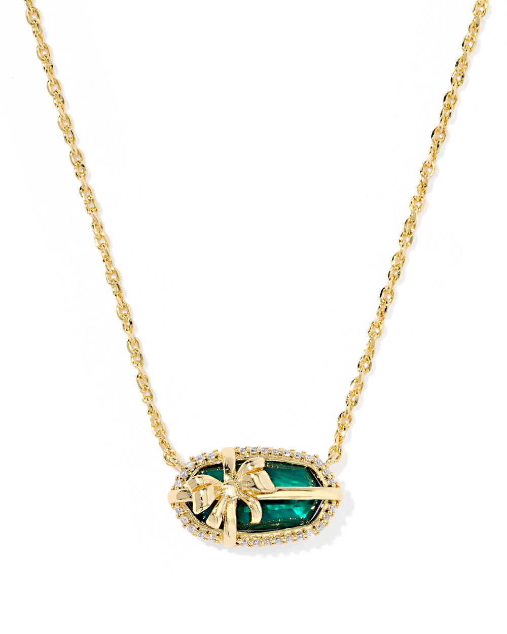 Elisa Bow Gold Short Pendant Necklace in Pine Illusion