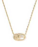 Elisa Bow Gold Short Pendant Necklace in Crystal Ivory Illusion
