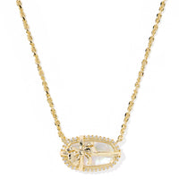 Elisa Bow Gold Short Pendant Necklace in Crystal Ivory Illusion