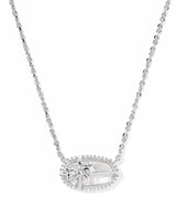 Elisa Bow Silver Short Pendant Necklace in Crystal Ivory Illusion
