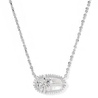 Elisa Bow Silver Short Pendant Necklace in Crystal Ivory Illusion