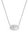Elisa Bow Silver Short Pendant Necklace in Crystal Ivory Illusion