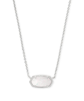 Elisa Silver Necklace in White Opal
