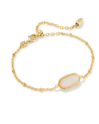 Tiger Striped Elaina Gold Delicate Chain Bracelet in Natural Mother of Pearl
