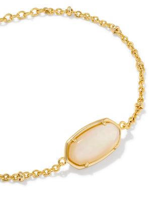 Tiger Striped Elaina Gold Delicate Chain Bracelet in Natural Mother of Pearl
