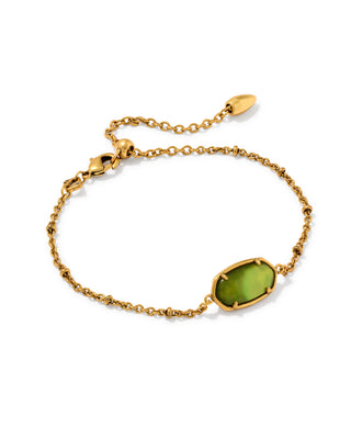 Tiger Striped Elaina Vintage Gold Delicate Chain Bracelet in Chartreuse Green Mother of Pearl