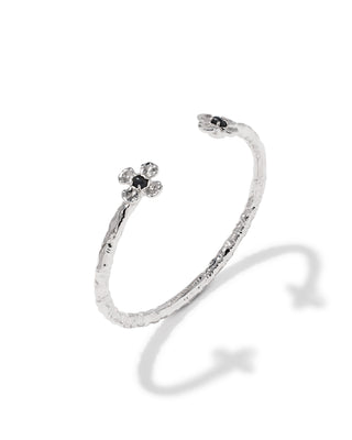 Leanne Silver Cuff Bracelet in Black Granite