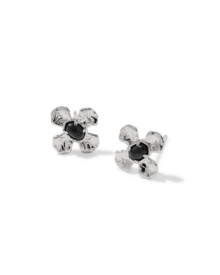 Leanne Silver Stud Earrings in Black Granite