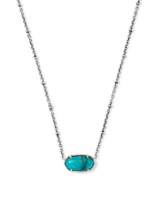 Tiger Striped Elisa Vintage Silver Pendant Necklace in Blue Marble