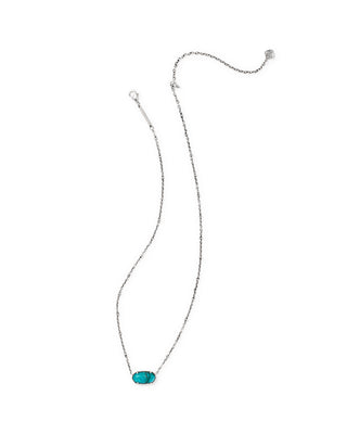 Tiger Striped Elisa Vintage Silver Pendant Necklace in Blue Marble