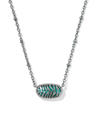 Tiger Striped Elisa Vintage Silver Pendant Necklace in Blue Marble