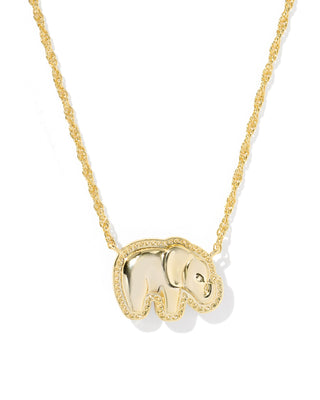 Elephant Gold Short Pendant Necklace in Light Grey Mother of Pearl