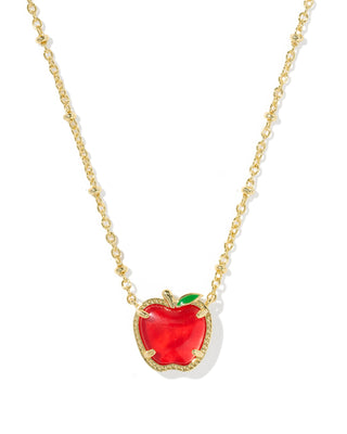 Apple Gold Pendant Necklace in Red Illusion