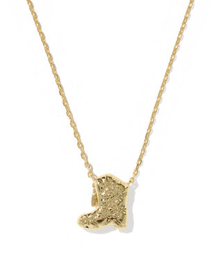 Drill Team Boot Gold Pendant Necklace in Ivory Mother of Pearl
