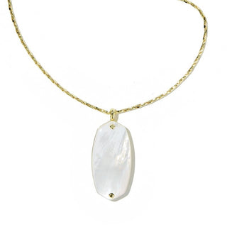 Danielle Riveted Gold Long Pendant Necklace in Ivory Mother of Pearl