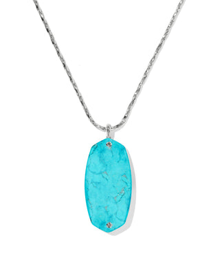 Danielle Riveted Silver Long Pendant Necklace in Variegated Turquoise Magnesite