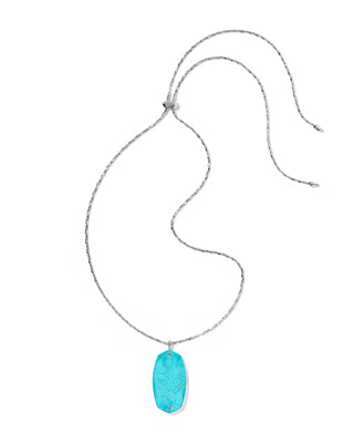 Danielle Riveted Silver Long Pendant Necklace in Variegated Turquoise Magnesite