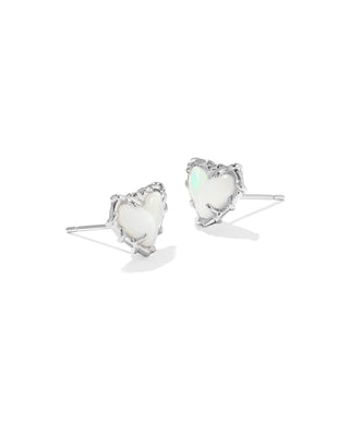 Dolly Parton x Kendra Scott Patchwork Ari Heart Silver Stud Earrings