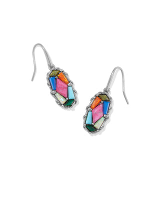 Dolly Parton x Kendra Scott Patchwork Lee Vintage Silver Drop Earrings in Bright Multi Mix