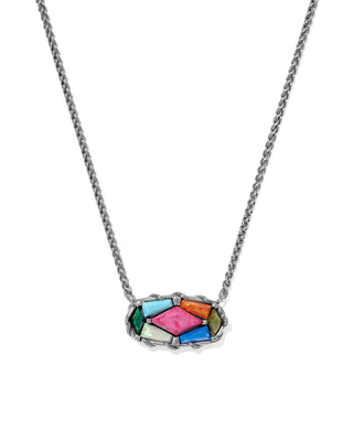 Dolly Parton x Kendra Scott Patchwork Elisa Pendant Necklace Vintage Silver in Bright Multi Mix