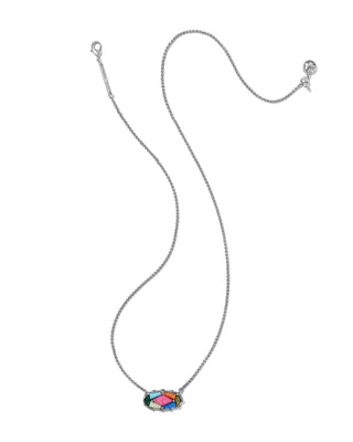 Dolly Parton x Kendra Scott Patchwork Elisa Pendant Necklace Vintage Silver in Bright Multi Mix