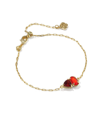 Tatum Gold Delicate Chain Bracelet in Red Mix