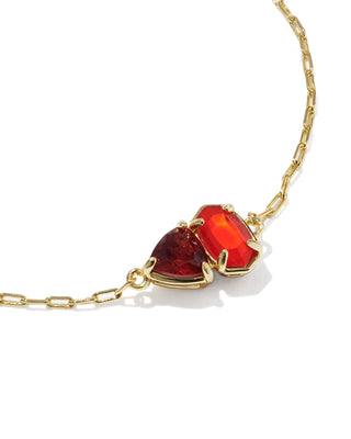 Tatum Gold Delicate Chain Bracelet in Red Mix