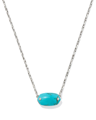 Elisa Riveted Silver Pendant Necklace in Variegated Turquoise Magnesite