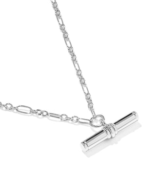 Bree Silver Metal T Bar Short Pendant Necklace
