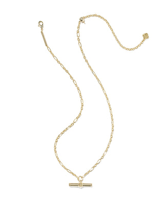 Bree Gold Metal T Bar Short Pendant Necklace
