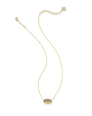 Elisa Gold Necklace in Taupe Mother of Pearl