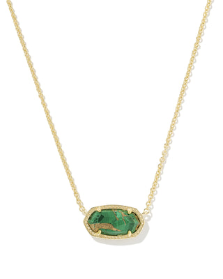 Elisa Gold Necklace in Bronze Veined Green Malachite