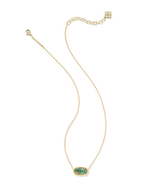 Elisa Gold Necklace in Bronze Veined Green Malachite